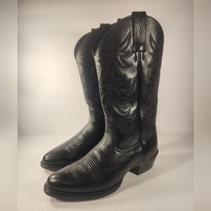 Ariat Men's Heritage Cowboy Western Boots Black Leather 34770 Stitched 10 D